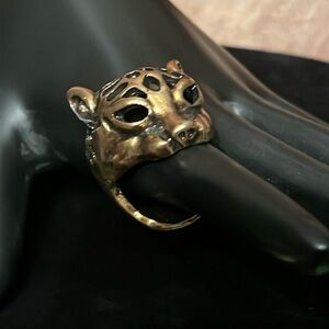 Brass Leopard Jaguar Ring Biker size 7 Vintage